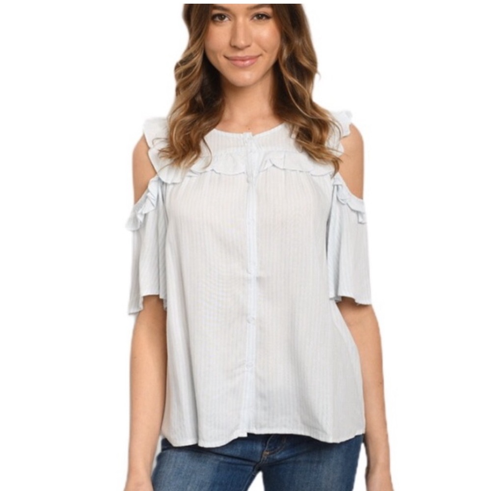 Striped cold shoulder blouse